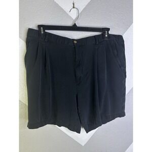 JOSEPH & FEISS Men's Black 100% Silk Resort Pleated 7" Shorts Waist Size 40